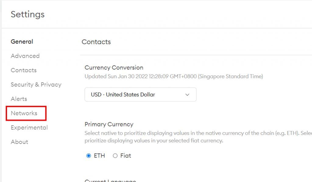 step 3- metamask blockchain networks