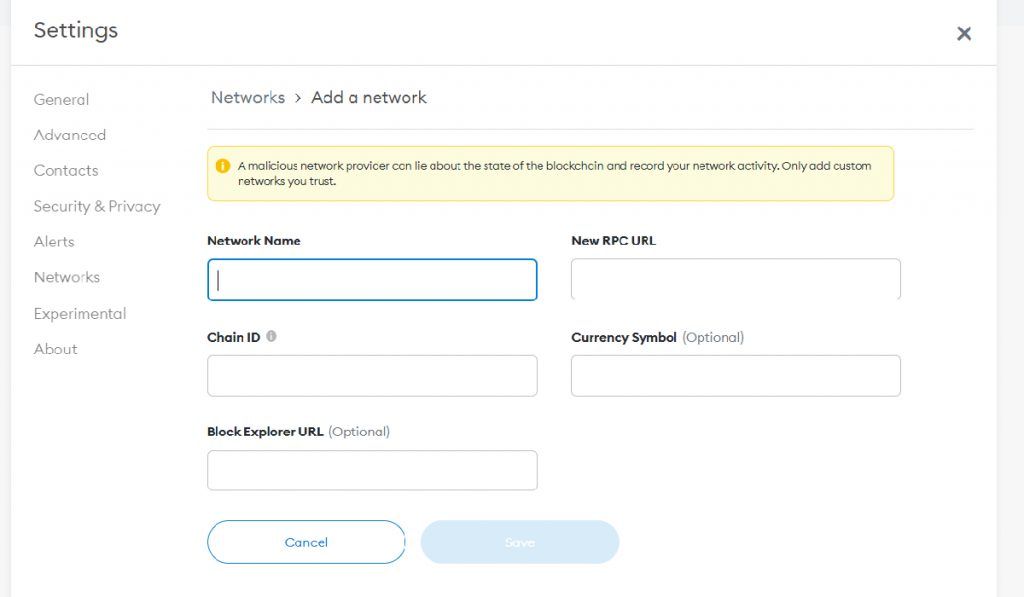 step 5- metamask blockchain networks