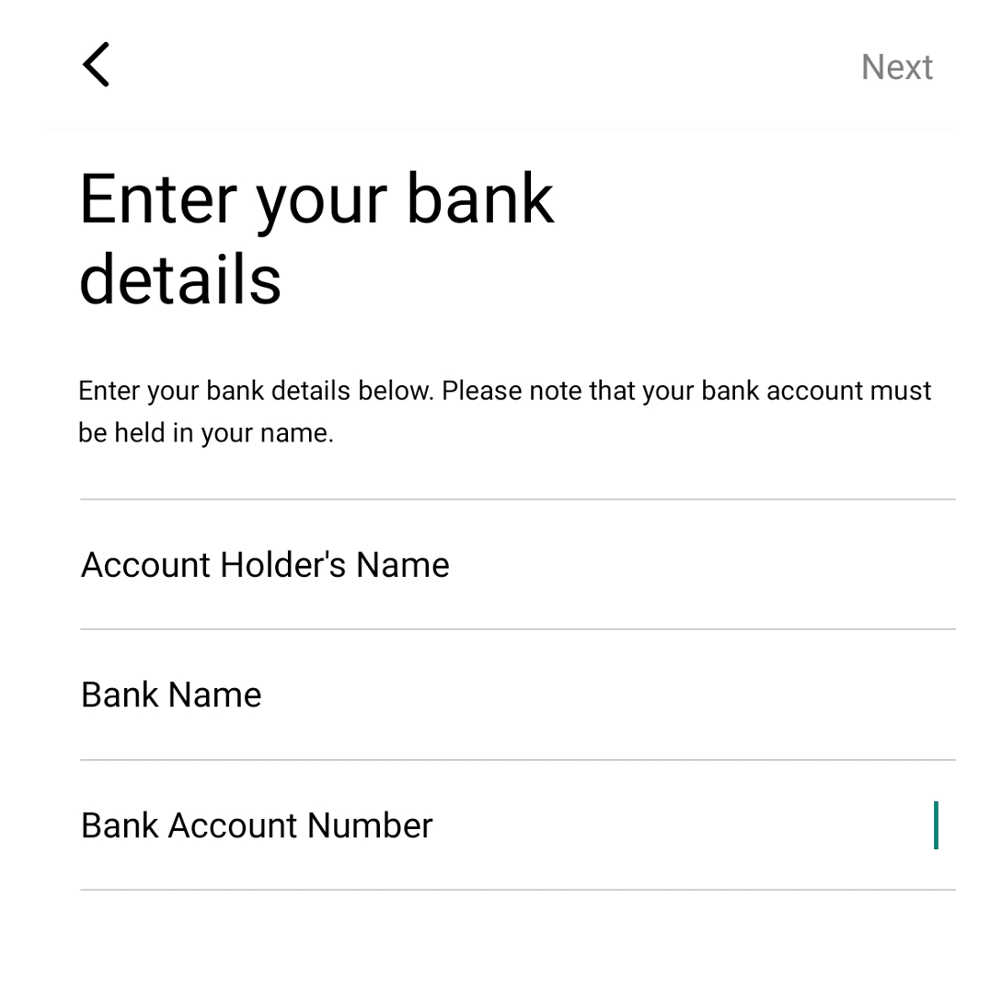 Step #5: Enter your bank details. Remember to omit any dashes in your account.