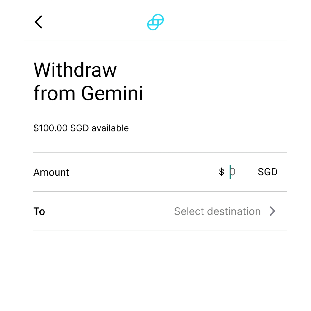 Step #1: Select ‘Withdraw from Gemini’ on the Accounts page.