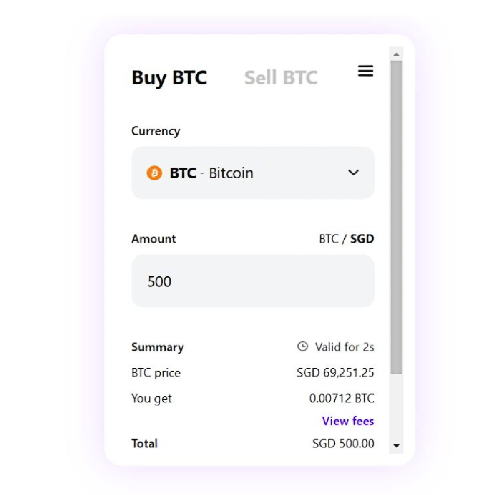 Step #1: Select your desired cryptocurrency and purchase amount on the site.