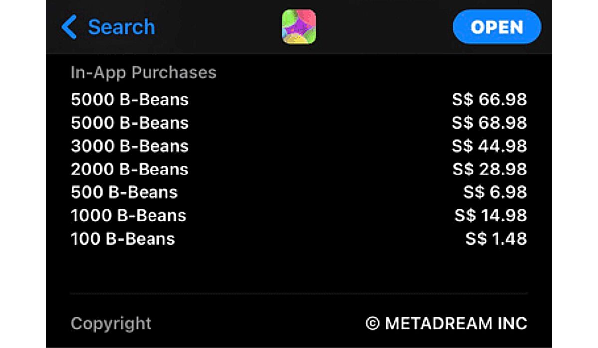 A picture of B-bean prices to buy NFTs on Bondee