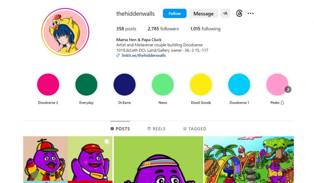 The Hidden Walls artist designed the images for the Grimace NFT Collectibles